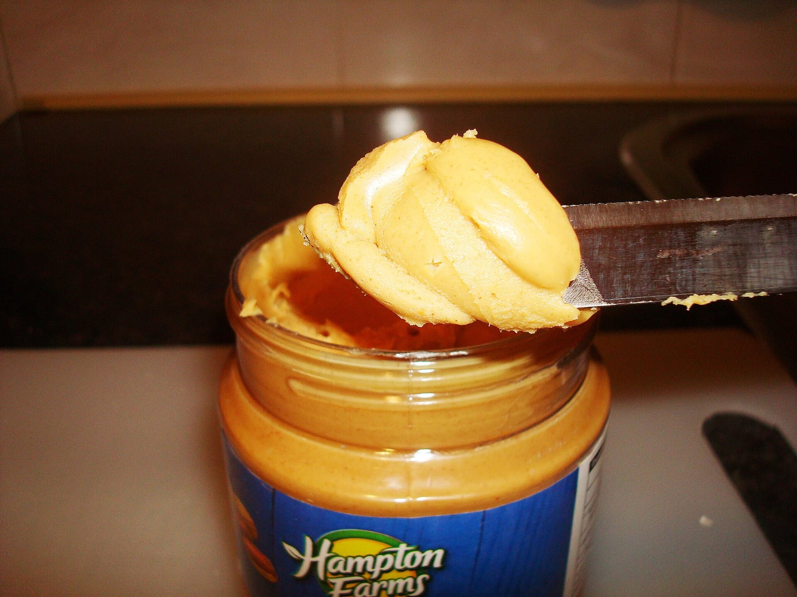 Jar of smooth peanut butter
