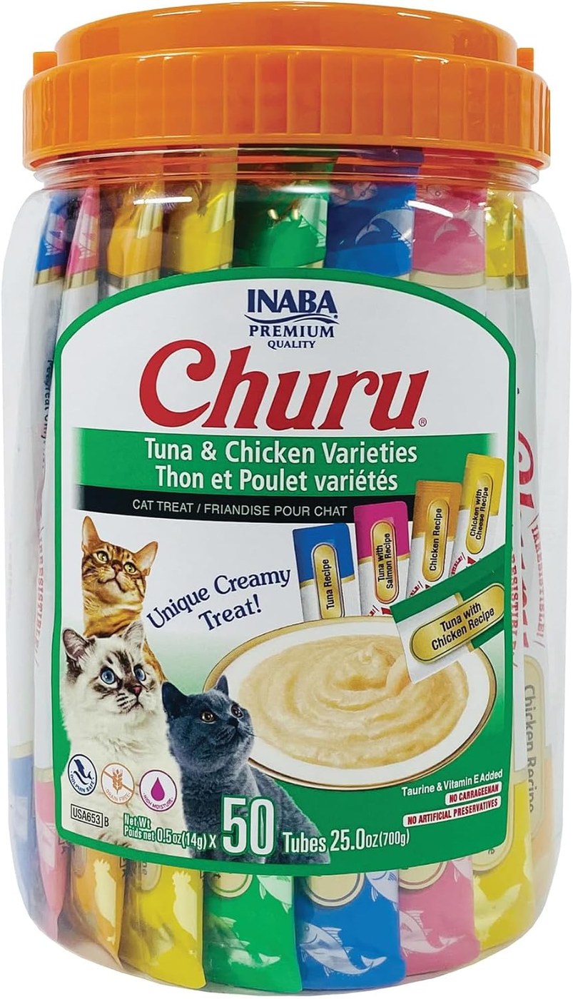 INABA Churu Tuna & Chicken Variety Lickable Cat Treats, 50 Tubes product image