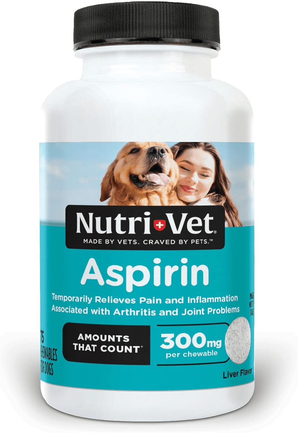 Nutri-Vet dog aspirin bottle labeled 300 milligrams